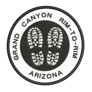 Go Trekking! At Grand Canyon Rim-To-Rim, Arizona 3.5 Inch Iron Or Sew On Embroidered Fabric Badge Patch Hiking Trails Iconic Series