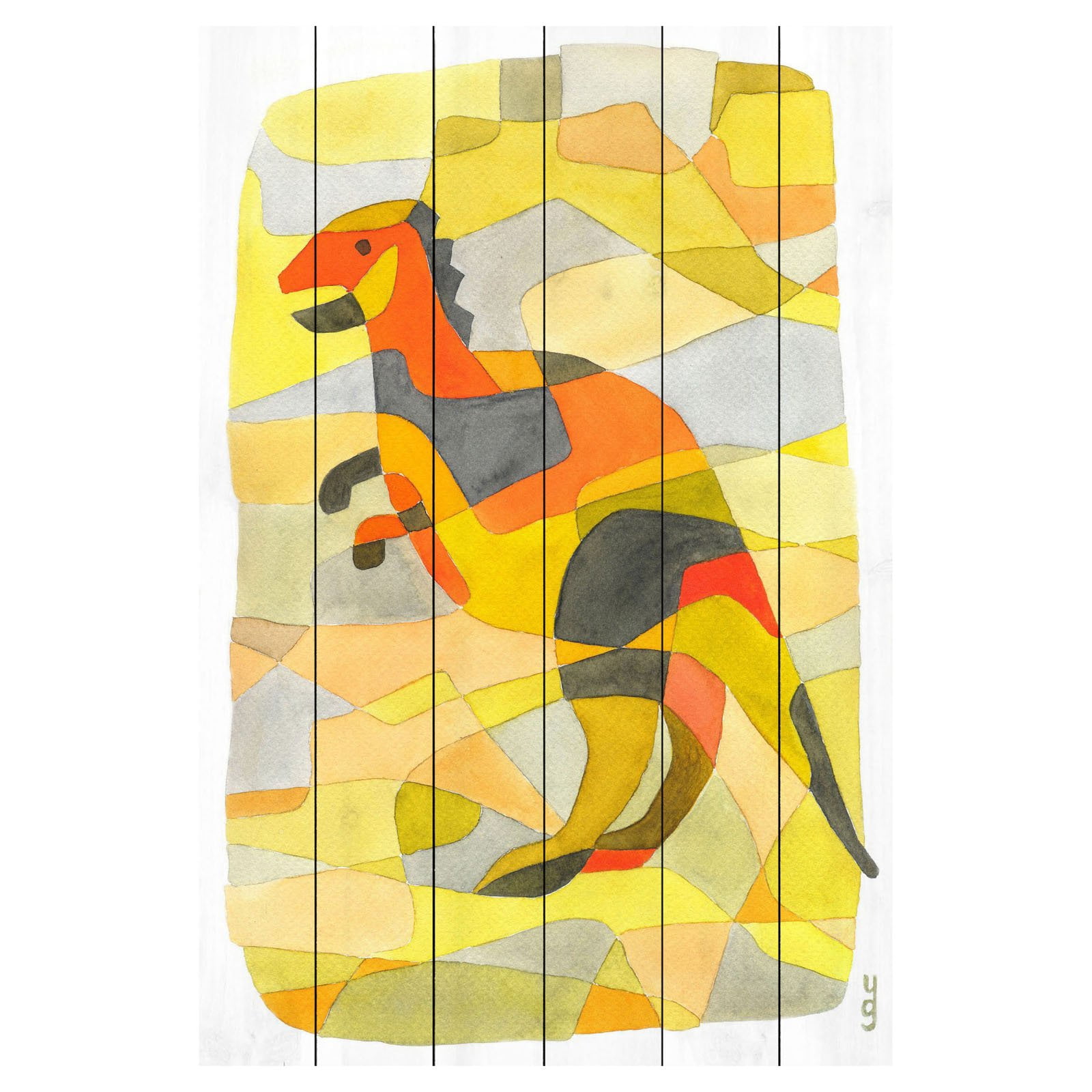 Marmont Hill "Dinosaur 1" by Yolanta Gawlik Painting Print on White Wood