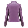 thumbnail image 3 of AZoiNM Women's Slim Fit Motorcycle Jacket PU Leather Stand Collar Zipper Front, 3 of 10