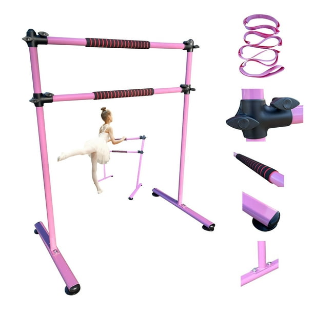 Portable Ballet Barre 4FT Double Ballet Bar Premium Freestanding Bar for  Home Kids, Adjustable Stretching Bar Dance Bar Exercise, 2 Cushion Pads,  Leg Stretch Strap, 4 Suction Cups for Stability, Pink 