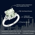thumbnail image 2 of Gem Stone King 925 Sterling Silver Green Prasiolite Ring for Women (3.62 Cttw, Cushion Checkerboard Cut 10MM, Available in Size 5, 6, 7, 8, 9), 2 of 5