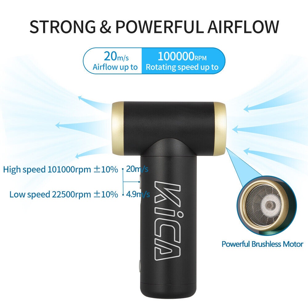 KiCA Jet Fan 2 Electric Air Blower Fan, Portable Mini Dust Blower Fan Rechargeable Duster Clean up, For Computer Duster, Outdoor BBQ Fan, Cleaning and Dust Removal