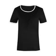 thumbnail image 4 of Fesfesfes Oversized Tshirt Women's Fashion Solid T-shirt Short Sleeves Blouse Round Neck Casual Tops Spring Tops 18(XXXXXL), 4 of 4