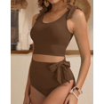 thumbnail image 2 of Traje de baño Yonique, 2 piezas, 2025, cintura alta, control de barriga, color marrón S, 2 of 5