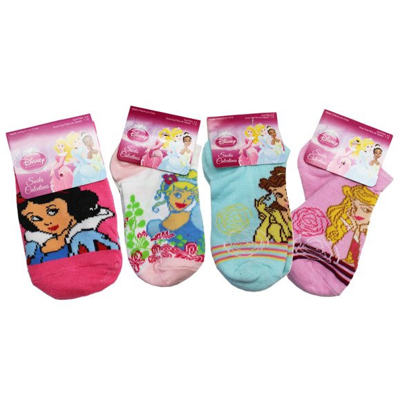 Disney Princess Assorted Character/Color/Design Kids Socks (Size 4-6, 3 Pairs)