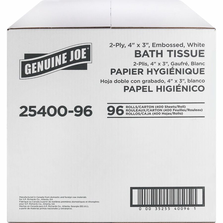 Genuine Joe, GJO2540096, 2-ply Standard Bath Tissue Rolls, 96 / Carton, White