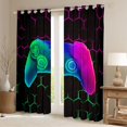thumbnail image 2 of Homewish Gradient Gamepads Black Out Curtains for Kids Children Boys,Ombre Geometric Hexagon Curtains Pack of 2 (42x63 Each),Video Game Bedroom Curtains,Super Cozy Room Decor, 2 of 6