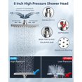 thumbnail image 3 of Hibbent High Pressure 8 Inch Rainfall Shower Head/Handheld Showerhead Combo/Adjustable Shower Extension Arm,7-Spray,71 Inch Shower Hose,Chrome, 3 of 8