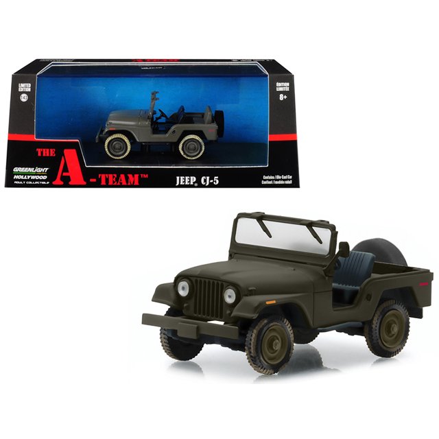 Modelo de coche a presión Jeep CJ-5 Army Green Greenlight 1/43
