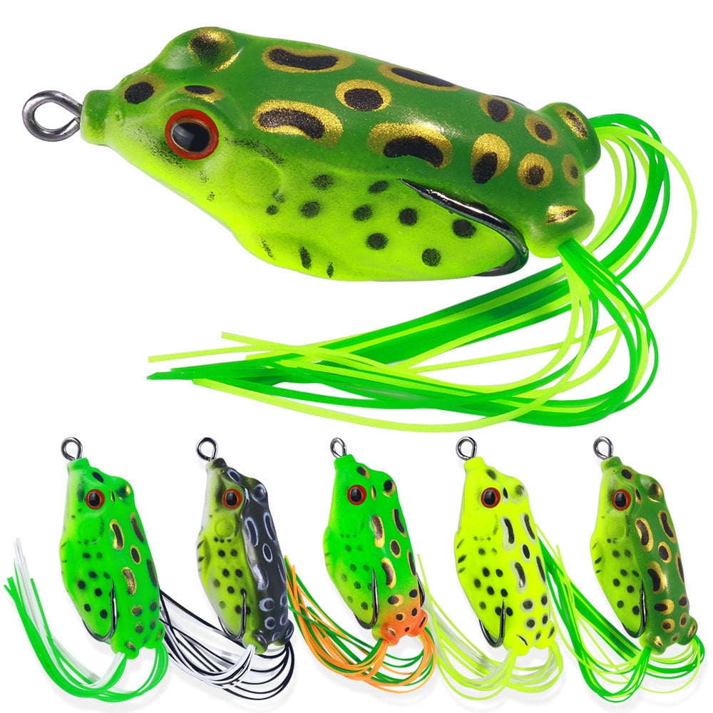 5PCS Frog Lure Topwater Fishing Lures 2.3in Frog Lures for Bass Fishing Top Water Frog Soft Swimbaits with Weedless Fishing Lures for Bass Trout Pike Snakehead 5pcs with Box