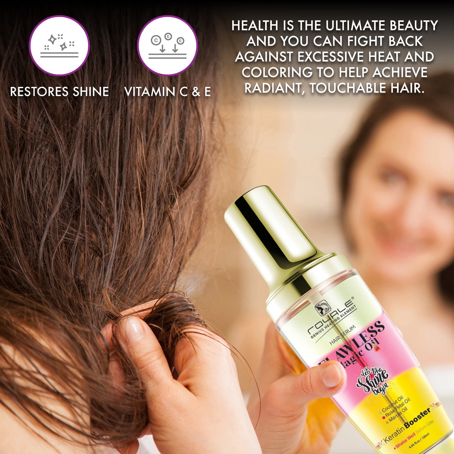 Flawless Magic Oil Hair Serum | Coconut Oil, Rose Petal Oil,  Marula Oil with Keratin Booster