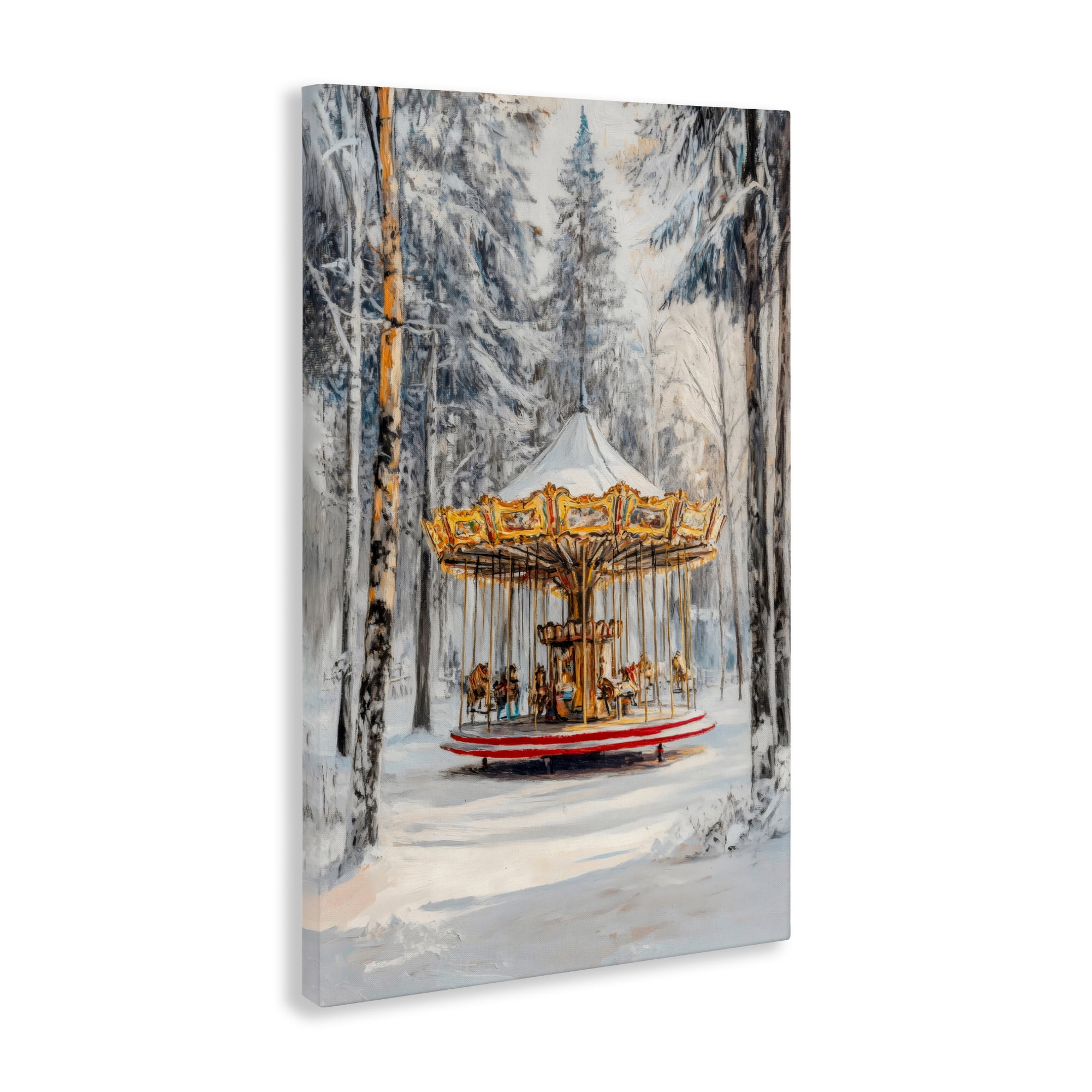 Winter Wonderland Carousel Canvas Wall Art, design by Petal Prints Design