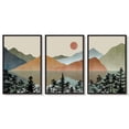 thumbnail image 3 of SHENIFY Large 24x36in3pcs Black Framed Watercolor Mountain Wall Art Nature Laker Landscape Painting Sun Rises Boho Farmhouse Rustic Room Decor, 3 of 8