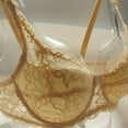 thumbnail image 5 of Gymayou Women Underwire Thin Lace Bra Breathable Floral Lace V Neck Bralette Adjustable Strap Lightweight Beige L, 5 of 8