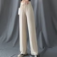 thumbnail image 2 of Pantalones anchos de seda de hielo para mujer, pantalones holgados de verano adelgazantes de cintura alta, pantalones drapeados, pantalones rectos con colgante, pantalones casuales de fregado, 2 of 4