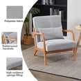 thumbnail image 5 of SYNGAR Mid-Century Modern Accent Chair, Arm Chair Living Room Upholstered Chairs with Pillow, Reading Chair with Solid Wood Frame & Living Room Bedroom Balcony, Light Grey, 5 of 11