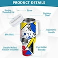 thumbnail image 2 of Yayeee 40oz Stainless Steel Tumbler with Straw and Handle Double-Wall Insulated Travel Water Bottle, Yelllow Simple Shapes, 2 of 8