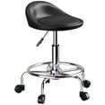 thumbnail image 1 of HOMCOM Tabouret Roulant Réglable, Chaise de Salon en PU avec Repose-Pieds, Noir, 1 of 10