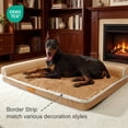 thumbnail image 4 of Exclusivo Mezcla Large Orthopedic Dog Bed, Luxury Striped Jacquard Pet Bed Sofa 42"x28", Waterproof and Washable, Brown, 4 of 10