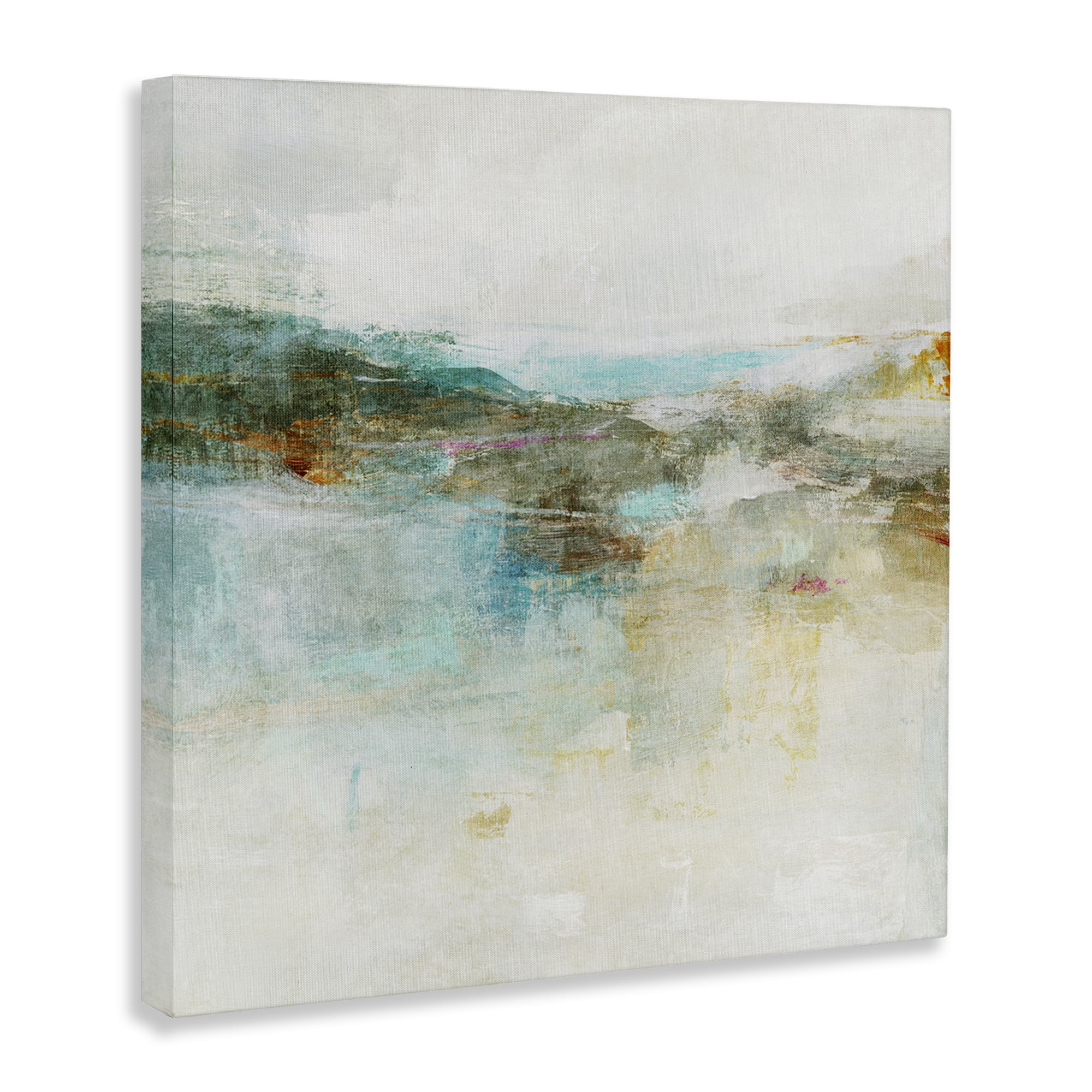 Stupell Industries Hills & Water Abstraction Abstract Painting Wrapped Canvas Art Print Wall Art, 30 x 30