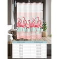 thumbnail image 6 of No Hook Cloth Fabric Shower Curtain with Snap in Liner, Pink Flamingo Waterproof Shower Curtains Set with See Through Top Window, Summer Tropical Flamingo Hawaii Animals Bath Curtains Shower 60"x72", 6 of 6