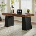 thumbnail image 4 of Fimind 55" Executive Desk, Mid-Century Modern Wood Office Desk, Black & Brown Computer Table Workstation, Home Office Writing Desk or Small Conference Table, 4 of 9