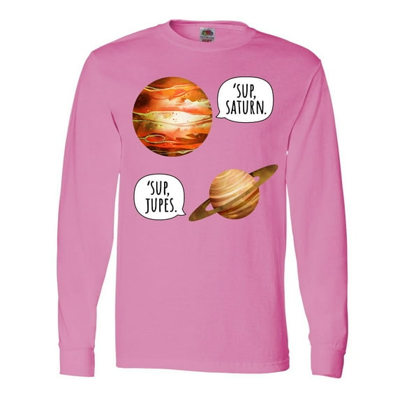 Inktastic Jupiter and Saturn Space Humor "sup Saturn", "sup Jupes" Long Sleeve T-Shirt