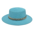 thumbnail image 1 of AWZXDE Unisex Cowboy Hat Western Riding Chain Wide Brim Straw Summer Adult Sun Hat, 1 of 2