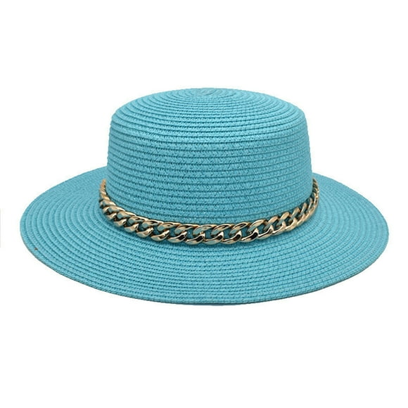 Adults Unisex Retro Western Cowboy Riding Hat Leather Chain Wide Cap Straw Hat