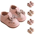 thumbnail image 4 of Xfvqtps Toddler Infant Girls Squeaky Sandals Bowknot Flower Embroidery Close Toe Princess Soft Sole Non Slip Comfortable Spring Newborn First Walker Crib Leather Flats for 3-18 Months Pink, 4 of 4