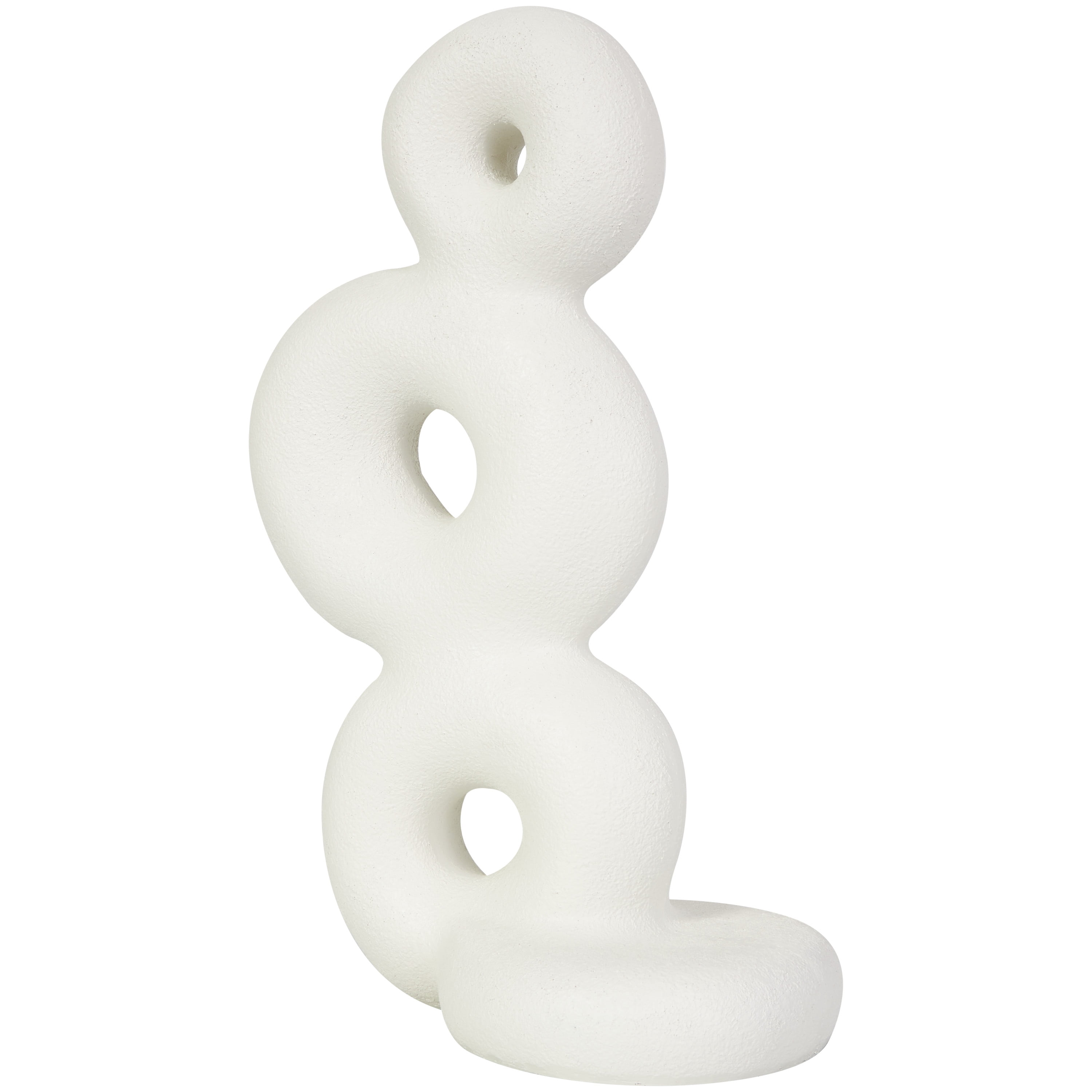 9" x 14" White Resin Stacked Circle Ring Abstract Sculpture, by DecMode