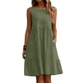 thumbnail image 2 of cocolona Summer Dresses for Women Sleeveless Crew Neck Pleated Mini Dress Vacation Beach Sundress with Pockets, 2 of 6