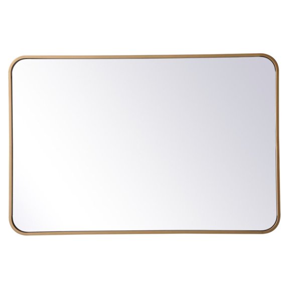 Soft corner metal rectangular mirror 24x36 inch in Brass