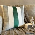 thumbnail image 3 of Euro Pillow Sham Covers, Emerald Green 26"x26" (65x65 cm) Euro Shams, Velvet Patchwork Euro Shams For Couch, Striped Pattern Modern Style - Velvet Band Emerald, 3 of 10