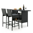 thumbnail image 2 of AVAWING 3PCS Outdoor Patio Rattan Bar Table and Chairs Set w/ Removable Cushion, Black, 2 of 7