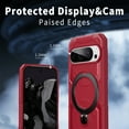 thumbnail image 5 of Designed For Google Pixel 9 Pro XL Phone Case,With 360° Spin Magnetic Stand Ring Kickstand,Fit for Mag-Safe,Military Grade Shockproof Heavy Duty Dropproof Tough Rugged Phone Case,Red, 5 of 6