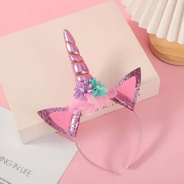Divertida diadema de unicornio con orejas de viento, linda diadema de ensueño, horquilla de un cuerno de arcoíris, tocado de uso versátil, colores brillantes