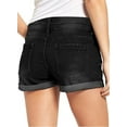 thumbnail image 3 of Necooer women's perforated double button high waisted denim shorts, elastic, foldable hem, short jeans (size S, black 05)., 3 of 4