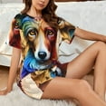 thumbnail image 4 of Logiee Colorful Art Dog Print Womens Pajamas Set,Short-Sleeve Pajama 2 Piece Sleepwear with Pockets-X-Large, 4 of 6
