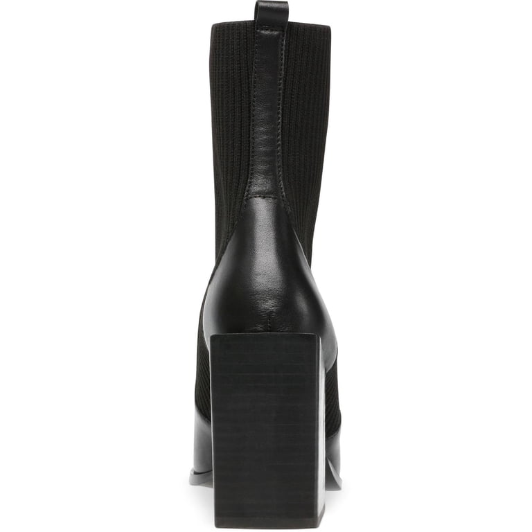 Steve Madden Women's Tackle Ankle Boot - Knit Shaft With Angular Block Heel