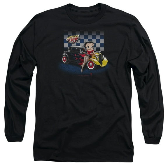Betty Boop Hot Rod Boop Long Sleeve T-Shirt Adult 18/1 Black
