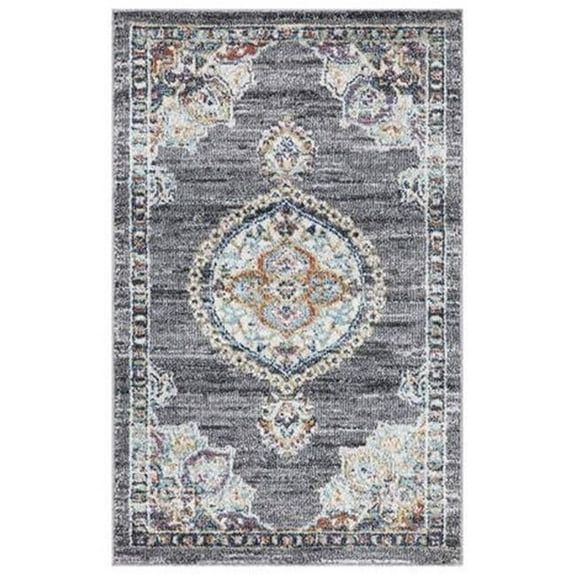Concord Global Trading 72763 3 x 4 ft. Vintage Oushak Medallion Rectangle Area Rug, Gray
