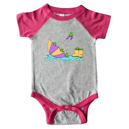 

Inktastic Cute Frogs in a Umbrella with Boots Gift Baby Boy or Baby Girl Bodysuit