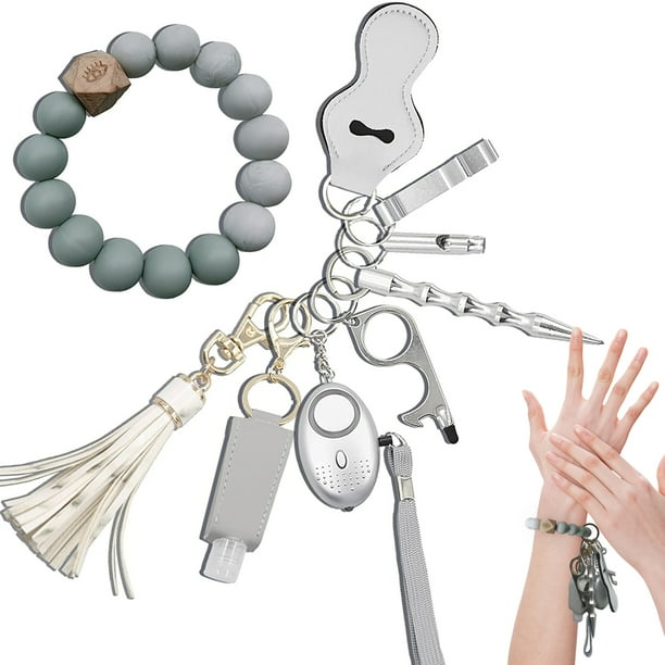 Vegan Leather Safety Keychain Set for Women, Girls Portable Self