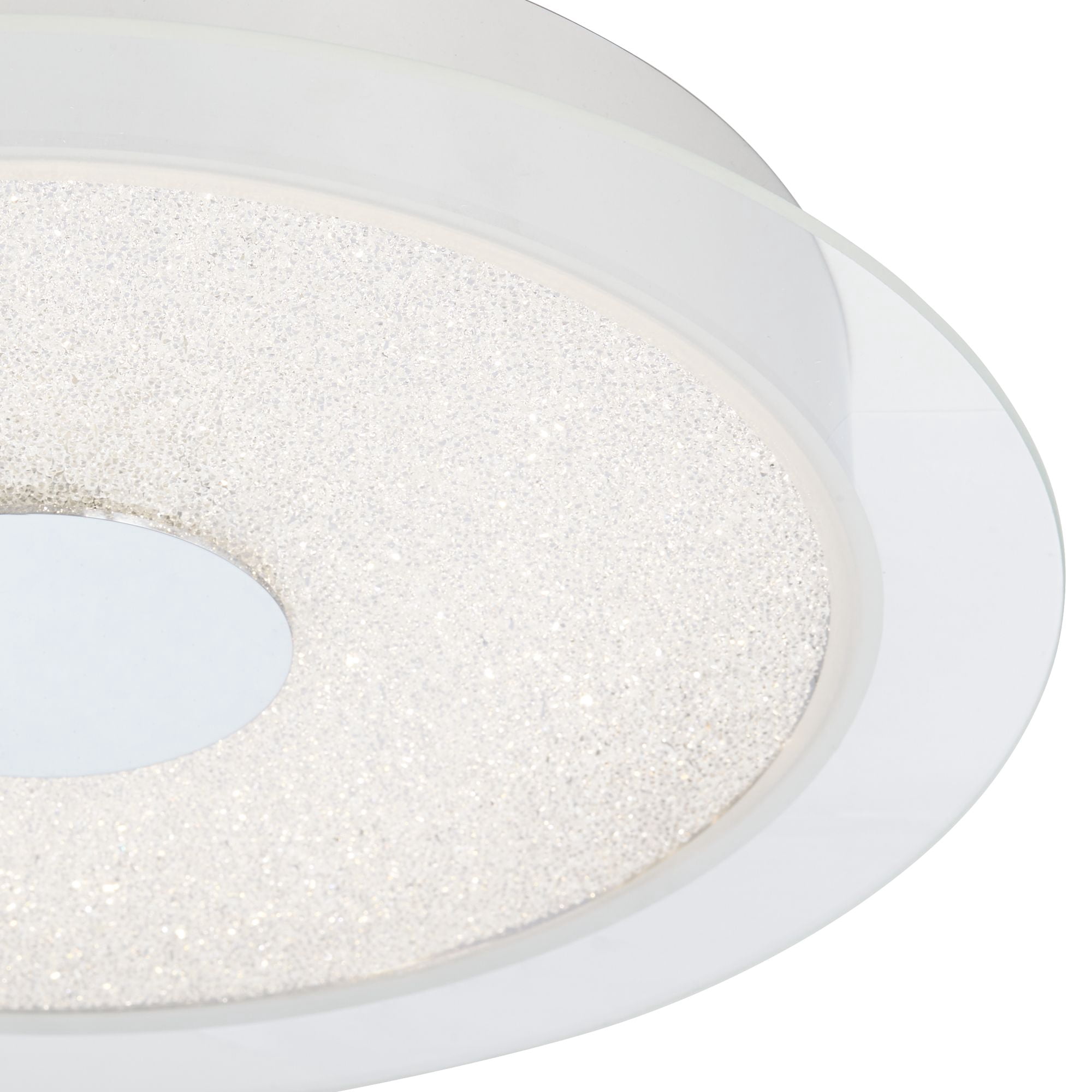 Possini Euro Design Modern Ceiling Light Flush Mount Fixture LED Chrome 16" Wide Crystal Sand Bedroom Kitchen Living Room Bathroom
