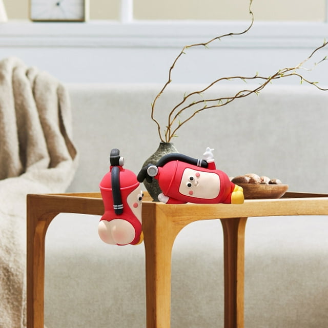 Adorable Cartoon Fire Extinguisher Figurine Decorative Collectible For Desk Laptop Shelf Education For Kids And Adults 2PCS