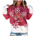 thumbnail image 2 of Qertyioot Women Hiver Sweat d'Impression de Noël, Manches Longues Casual Col Rond Pull Tops de Mode, 2 of 5