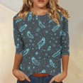 thumbnail image 2 of Womens Halloween Shirts Funny 3/4 Sleeve Tops Spooky Ghost Printed Pullover Horror Crew Neck T Shirts Holiday Three Quarter Length Blouses, 5XL, 2 of 5