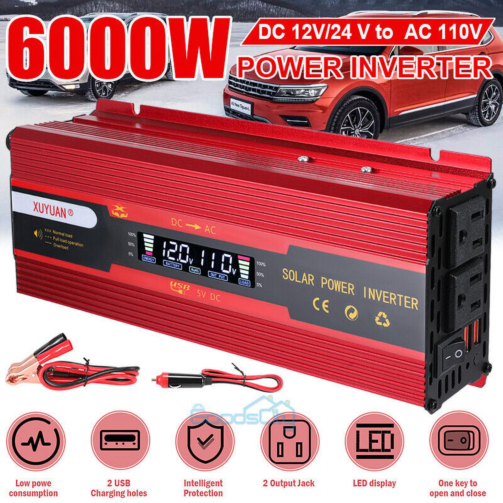 7000W Inversor de corriente para Carro Auto Convertidor solar DC 12/24V a AC110V