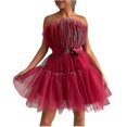 thumbnail image 2 of Vestido de tul para mujer, vestido corto sin mangas, vestido de fiesta de princesa de malla sólida sin mangas_y A, 2 of 4